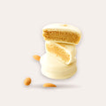 Alfajor proteico de almendras tostadas con chocolate blanco